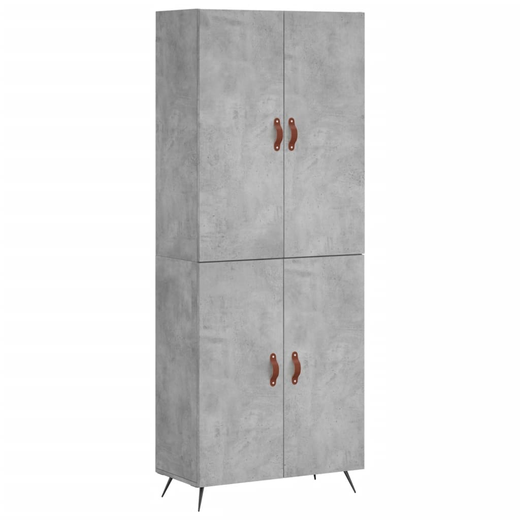 Highboard betonggrå 69,5x34x180 cm konstruert tre