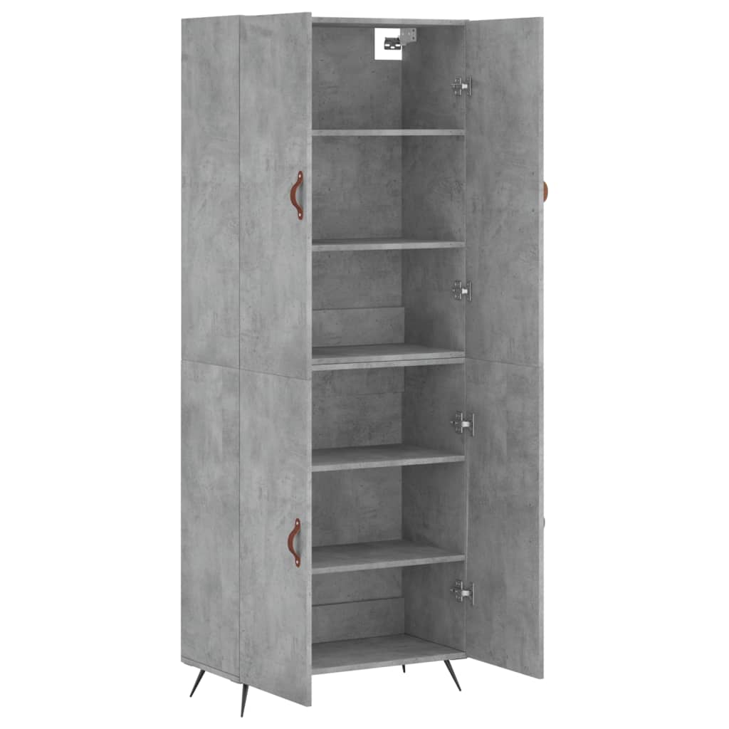 Highboard betonggrå 69,5x34x180 cm konstruert tre