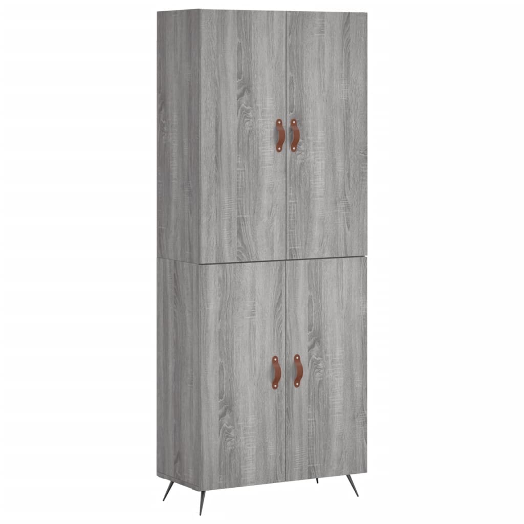 Highboard grå sonoma 69,5x34x180 cm konstruert tre