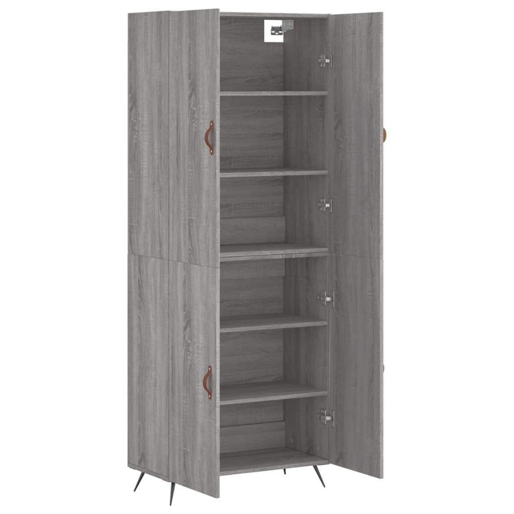 Highboard grå sonoma 69,5x34x180 cm konstruert tre