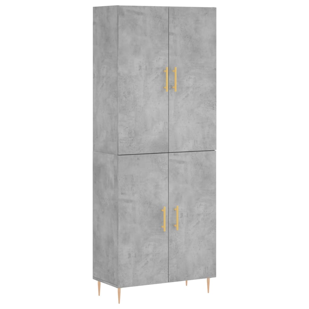 Highboard betonggrå 69,5x34x180 cm konstruert tre