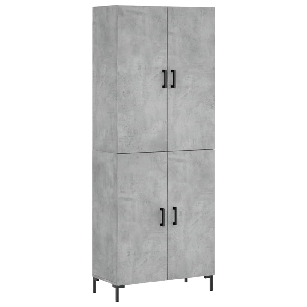 Highboard betonggrå 69,5x34x180 cm konstruert tre