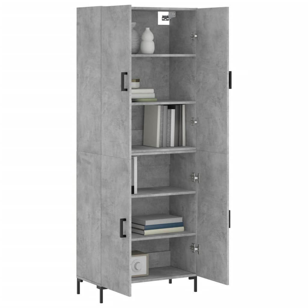 Highboard betonggrå 69,5x34x180 cm konstruert tre