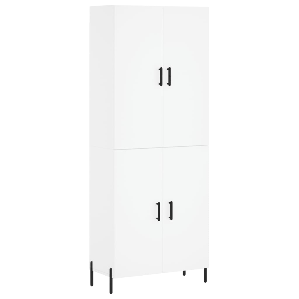 Highboard hvit 69,5x34x180 cm konstruert tre