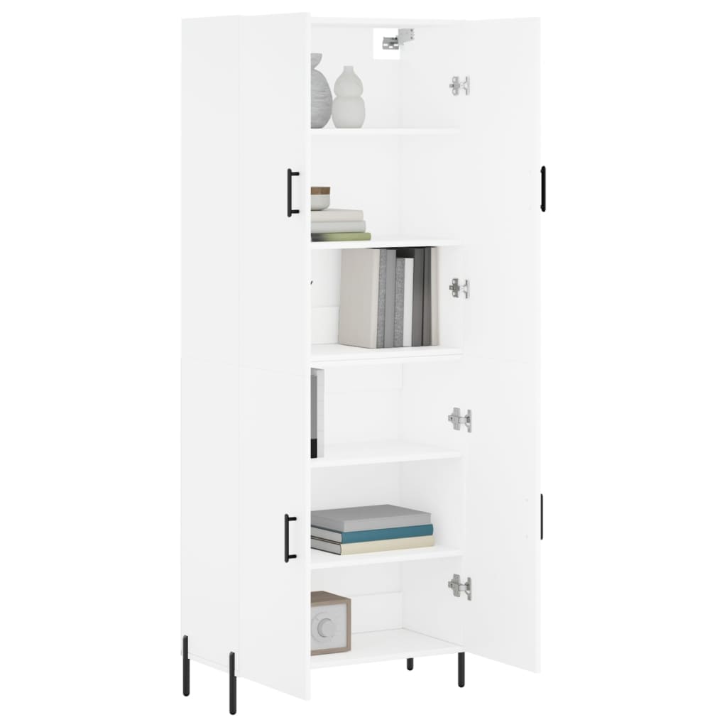 Highboard hvit 69,5x34x180 cm konstruert tre