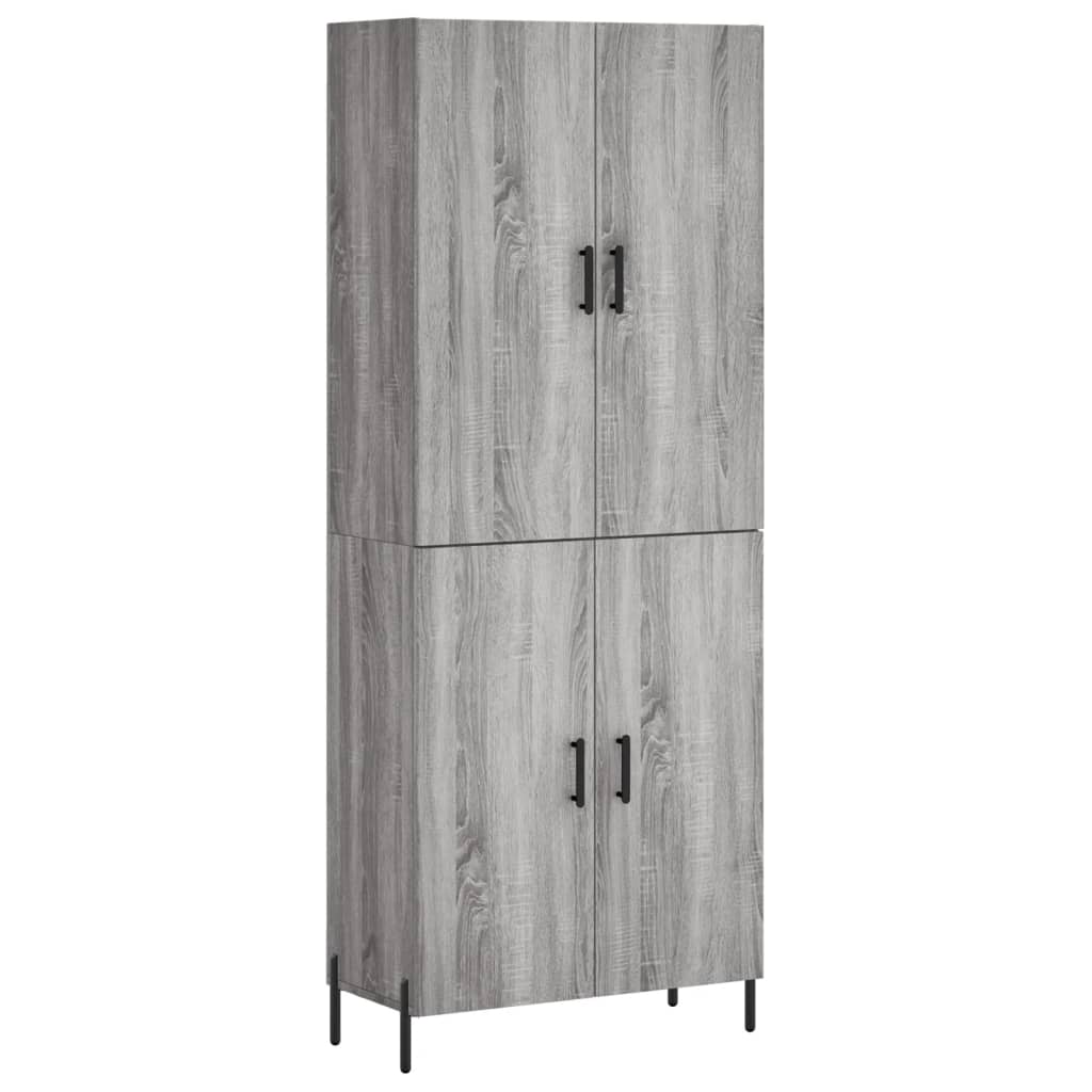 Highboard grå sonoma 69,5x34x180 cm konstruert tre