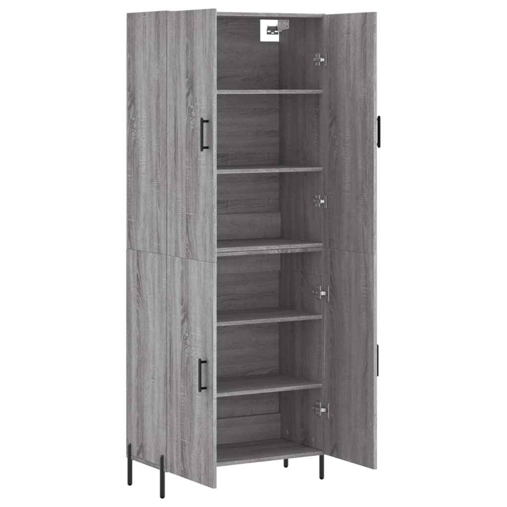 Highboard grå sonoma 69,5x34x180 cm konstruert tre