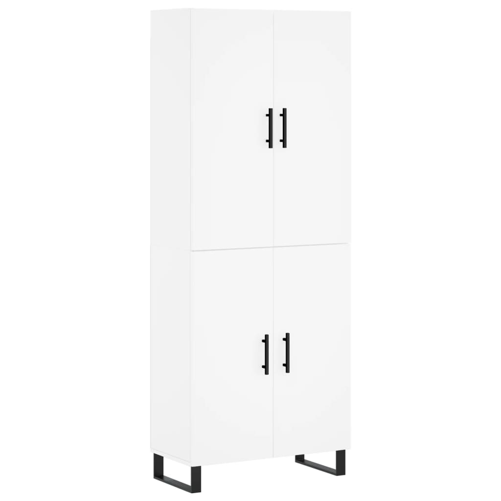 Highboard hvit 69,5x34x180 cm konstruert tre