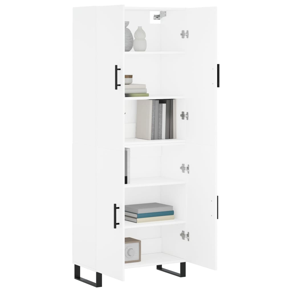Highboard hvit 69,5x34x180 cm konstruert tre
