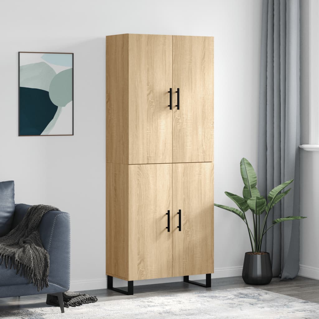 Highboard sonoma eik 69,5x34x180 cm konstruert tre