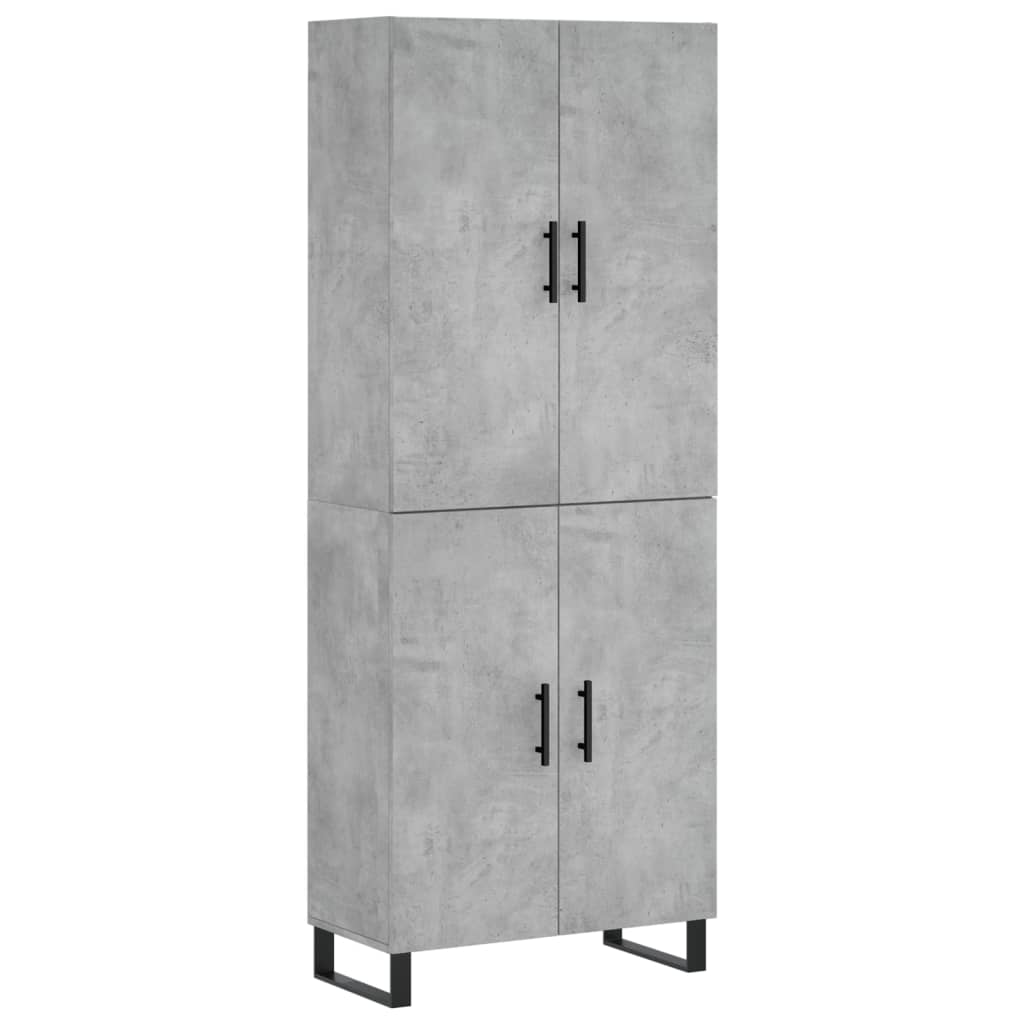 Highboard betonggrå 69,5x34x180 cm konstruert tre