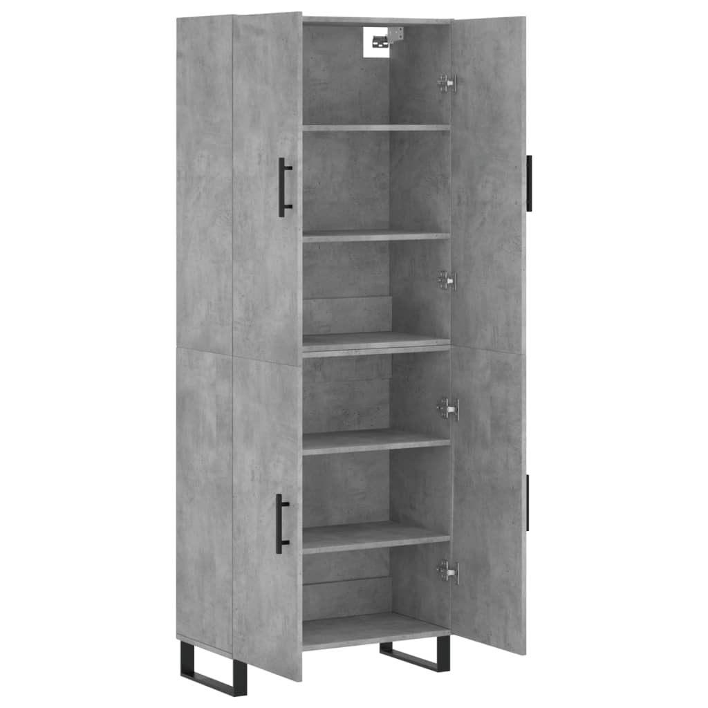 Highboard betonggrå 69,5x34x180 cm konstruert tre