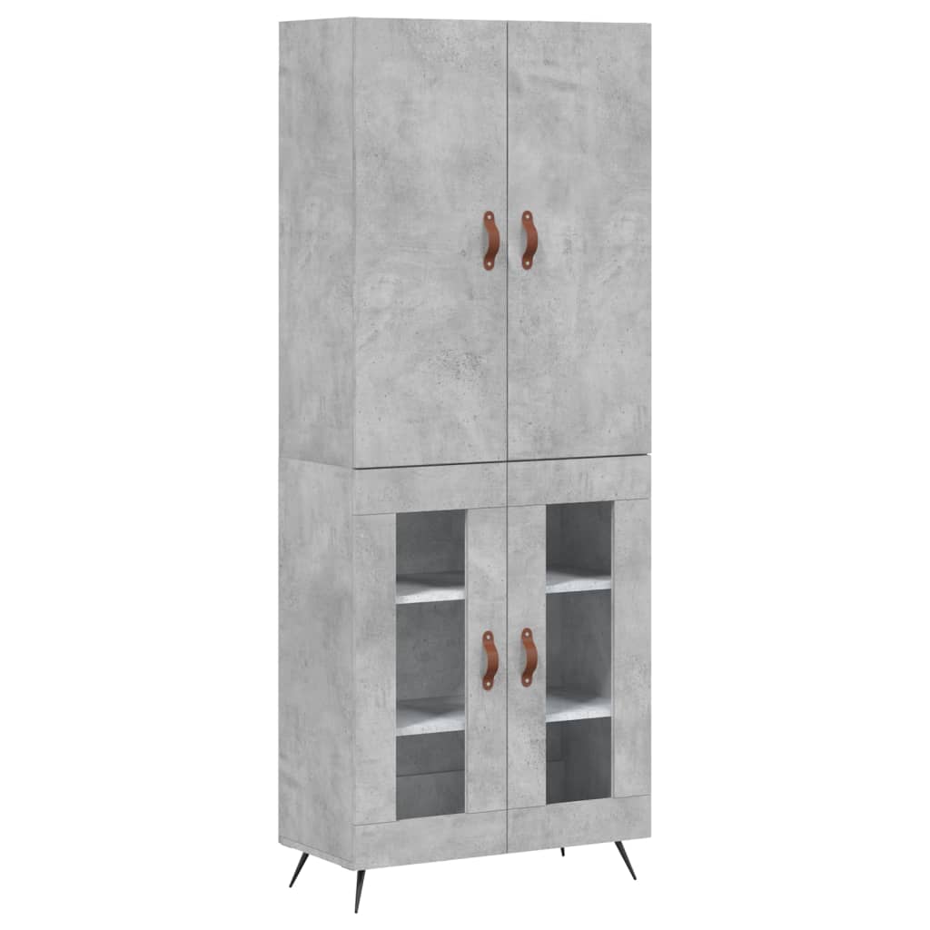 Highboard betonggrå 69,5x34x180 cm konstruert tre