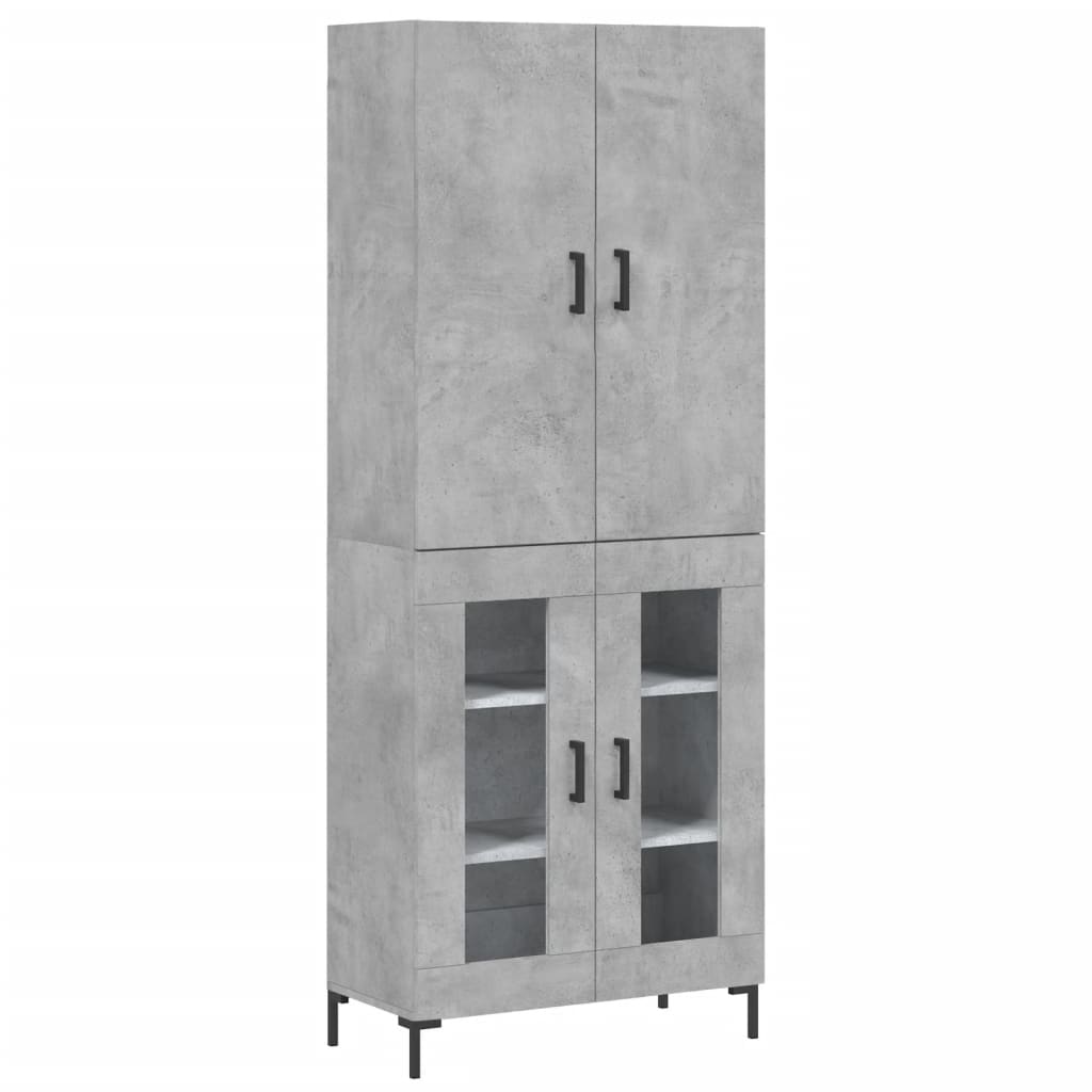 Highboard betonggrå 69,5x34x180 cm konstruert tre