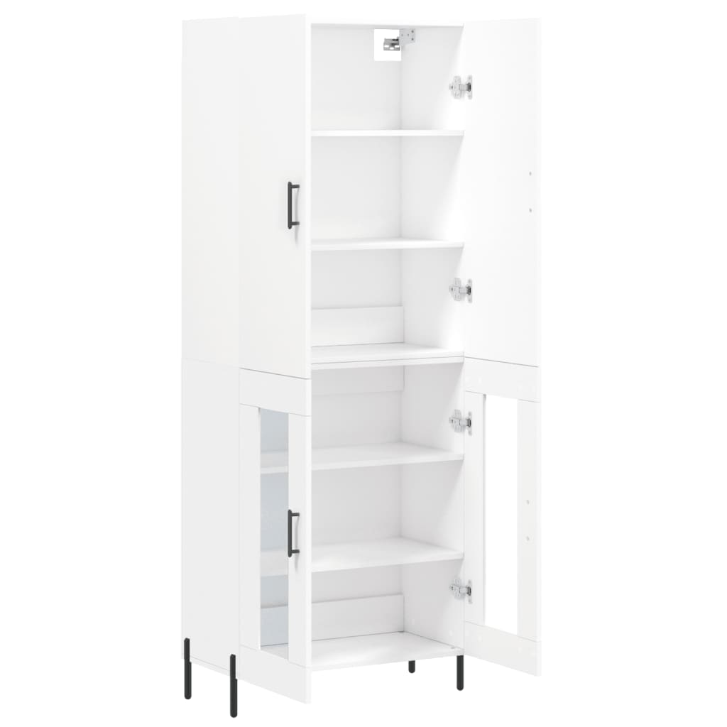 Highboard hvit 69,5x34x180 cm konstruert tre