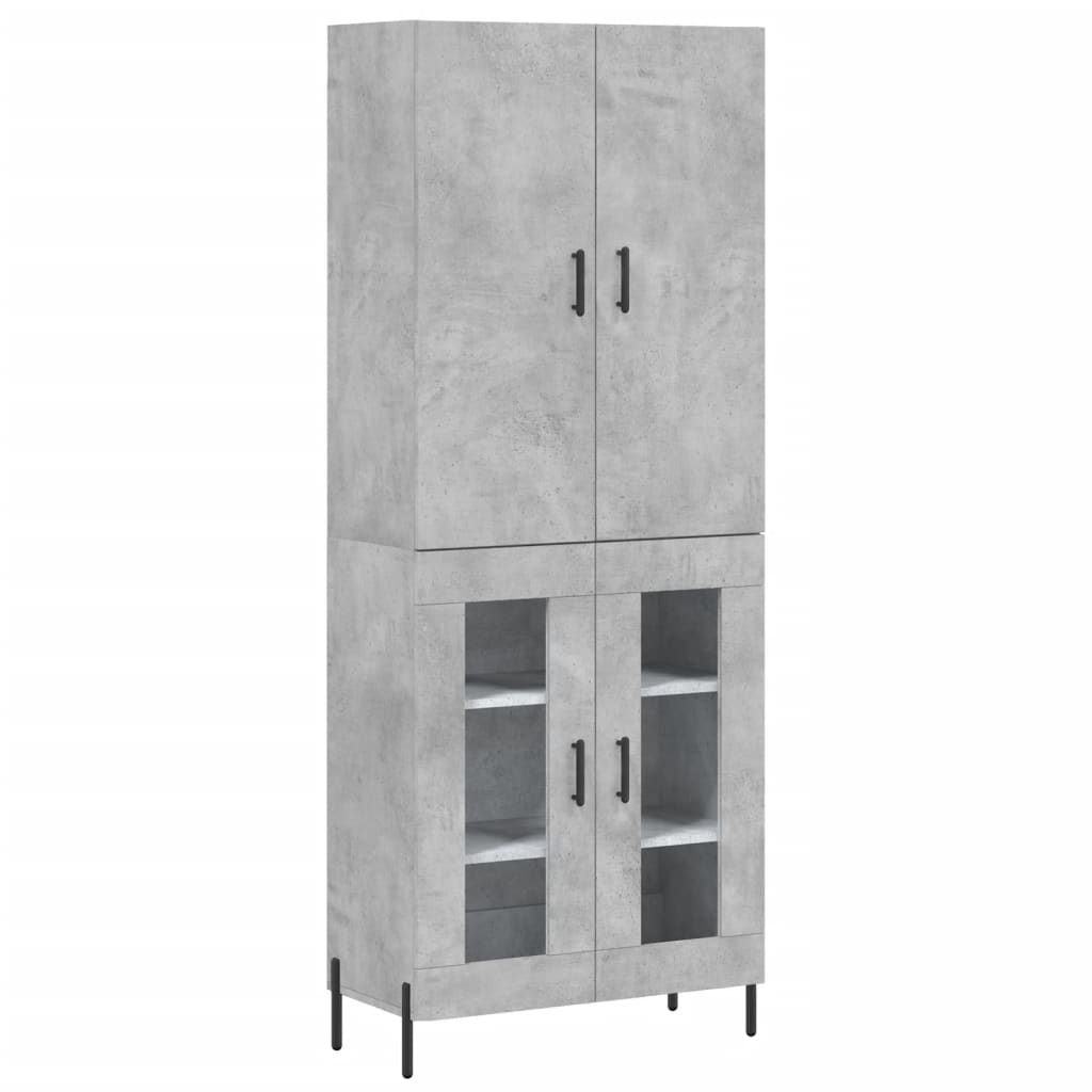 Highboard betonggrå 69,5x34x180 cm konstruert tre