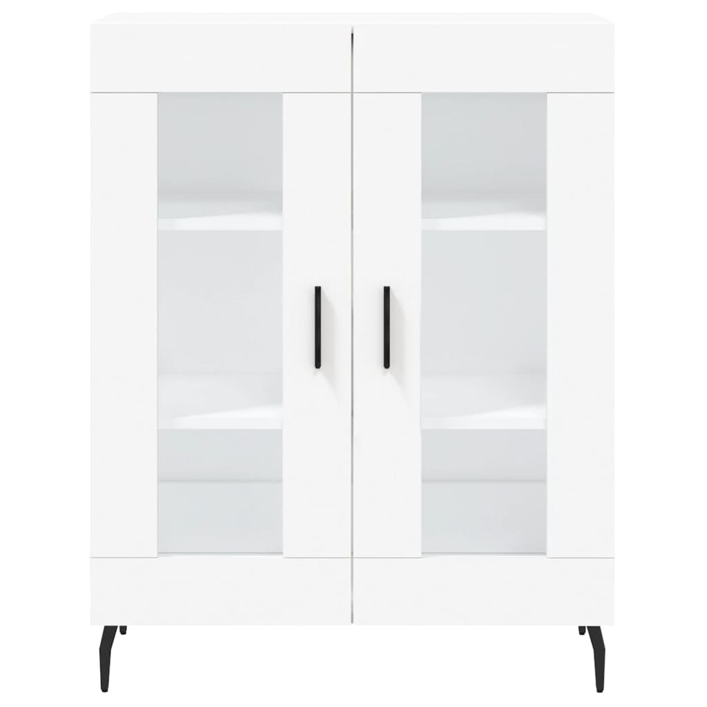Highboard hvit 69,5x34x180 cm konstruert tre