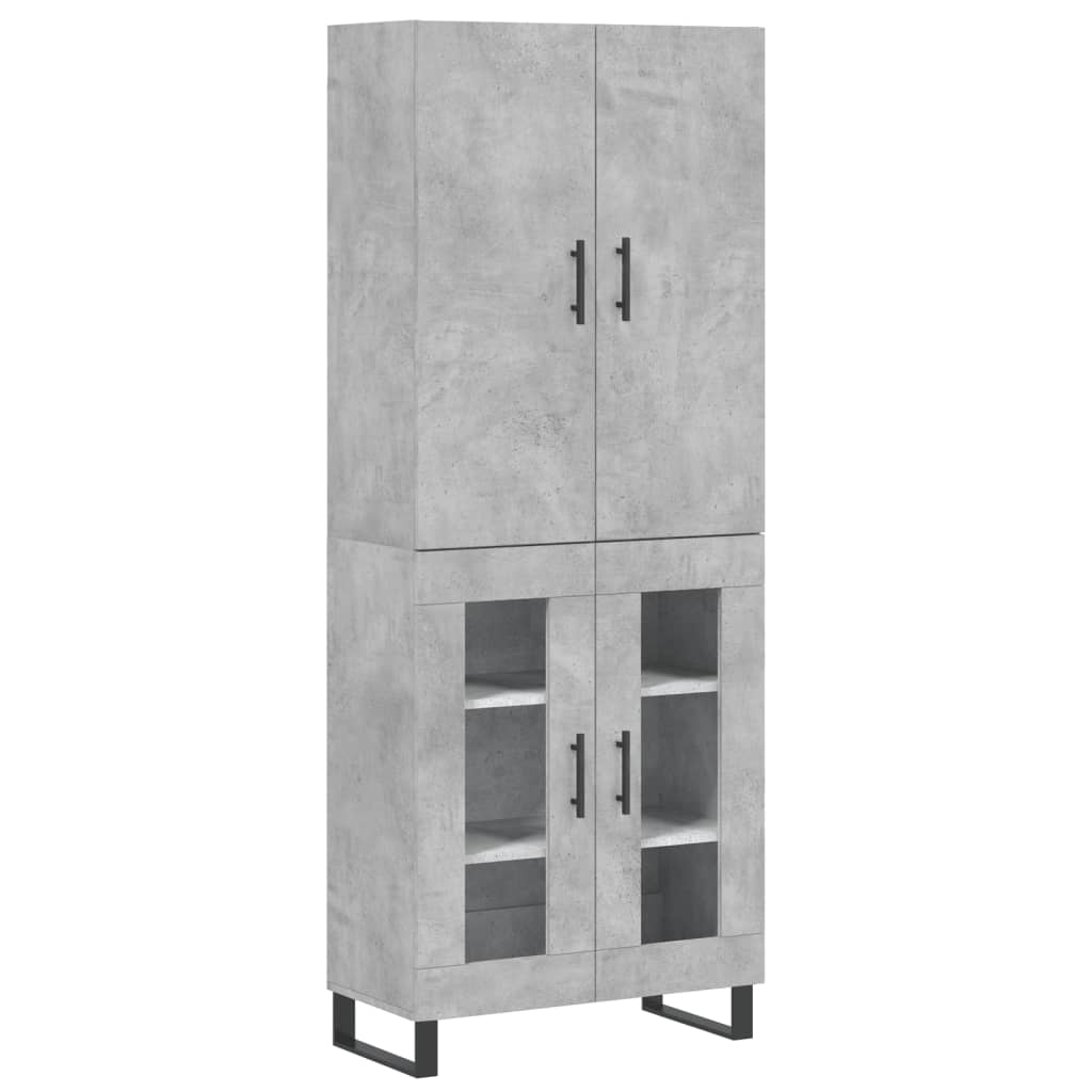 Highboard betonggrå 69,5x34x180 cm konstruert tre