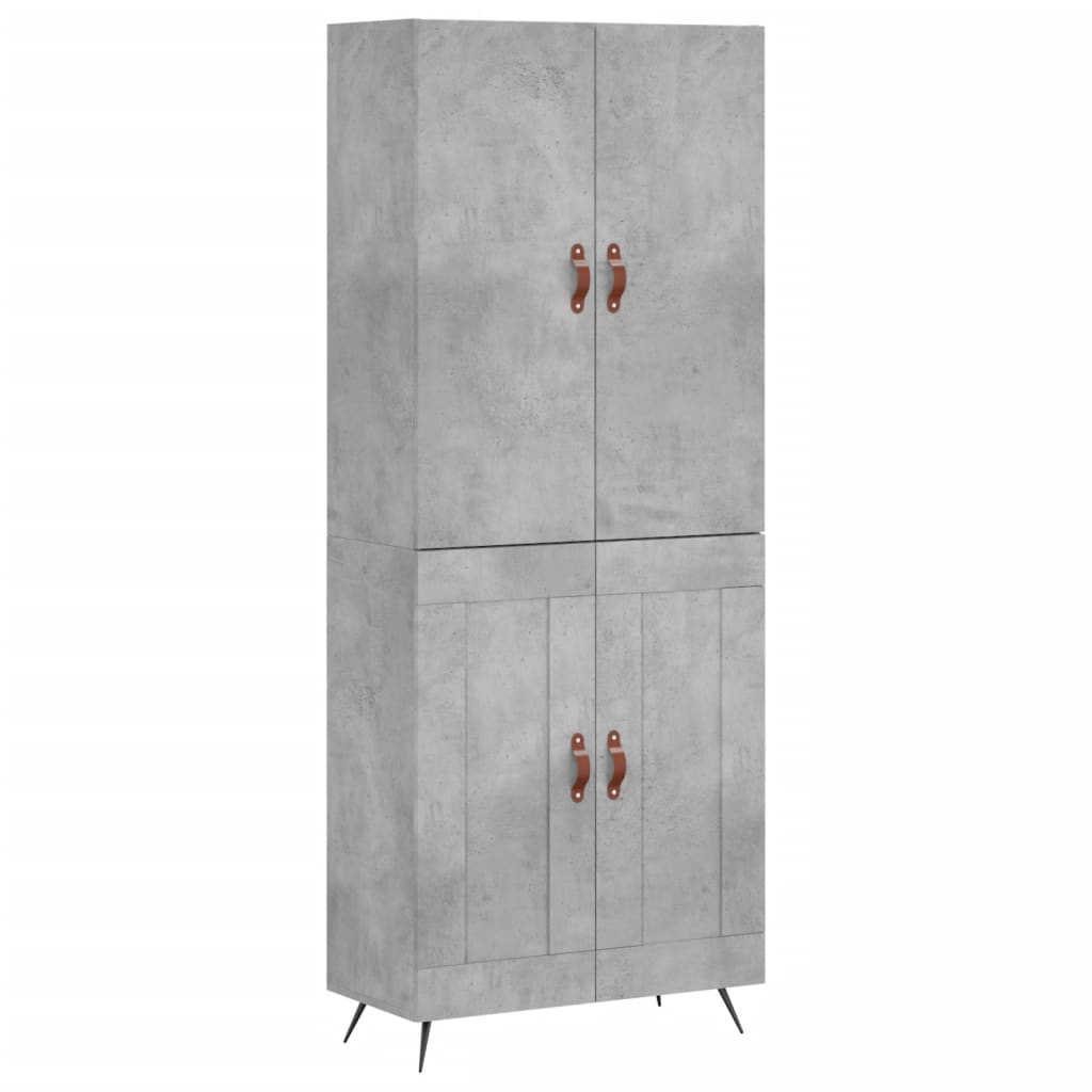 Highboard betonggrå 69,5x34x180 cm konstruert tre