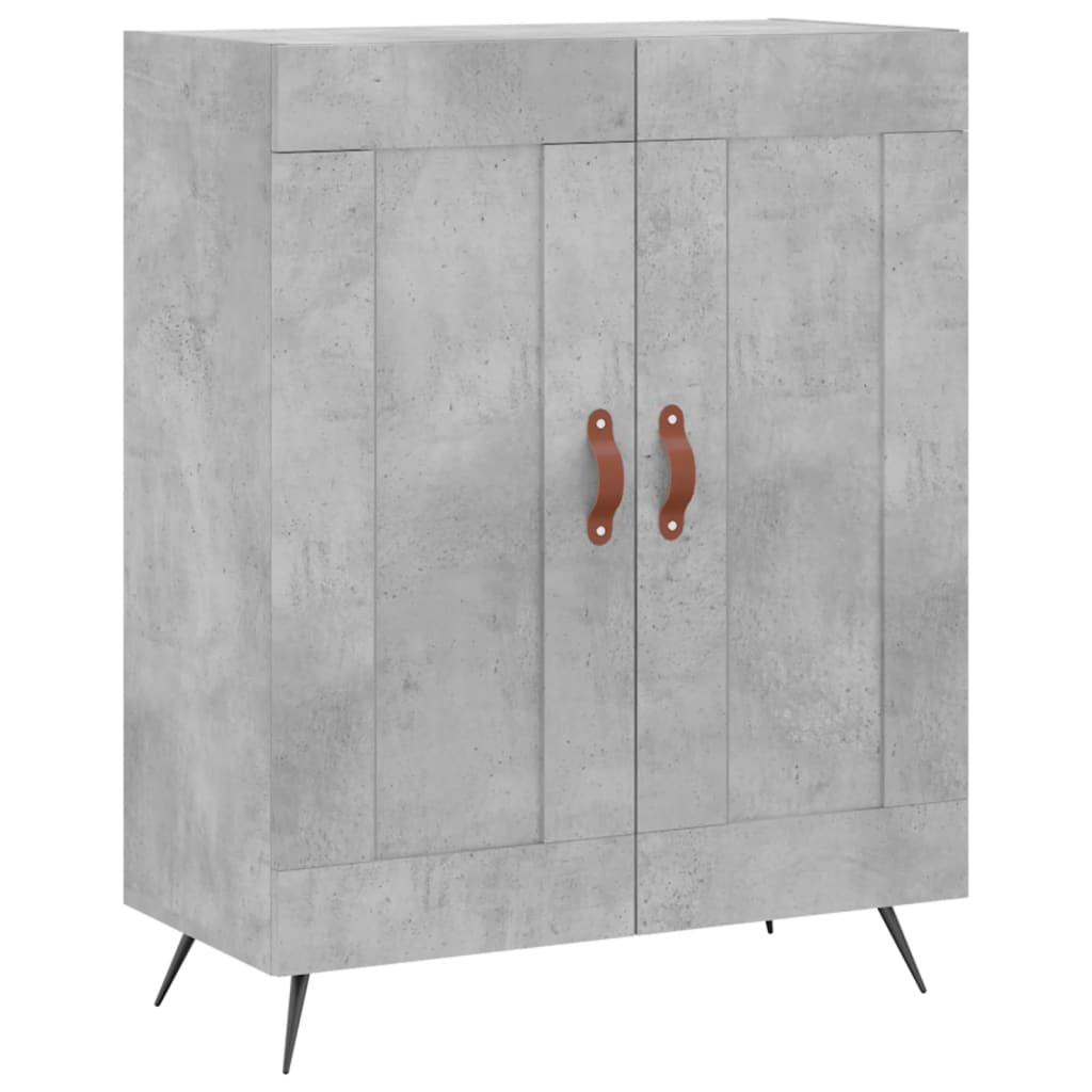 Highboard betonggrå 69,5x34x180 cm konstruert tre