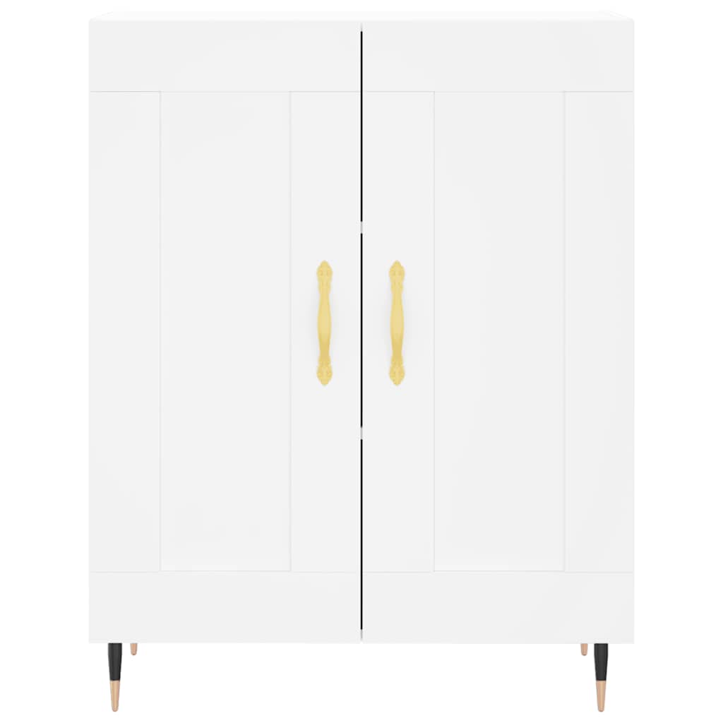 Highboard hvit 69,5x34x180 cm konstruert tre
