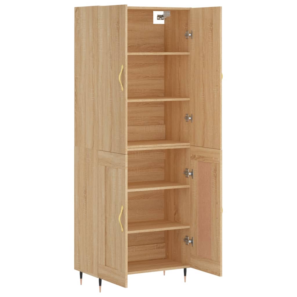 Highboard sonoma eik 69,5x34x180 cm konstruert tre