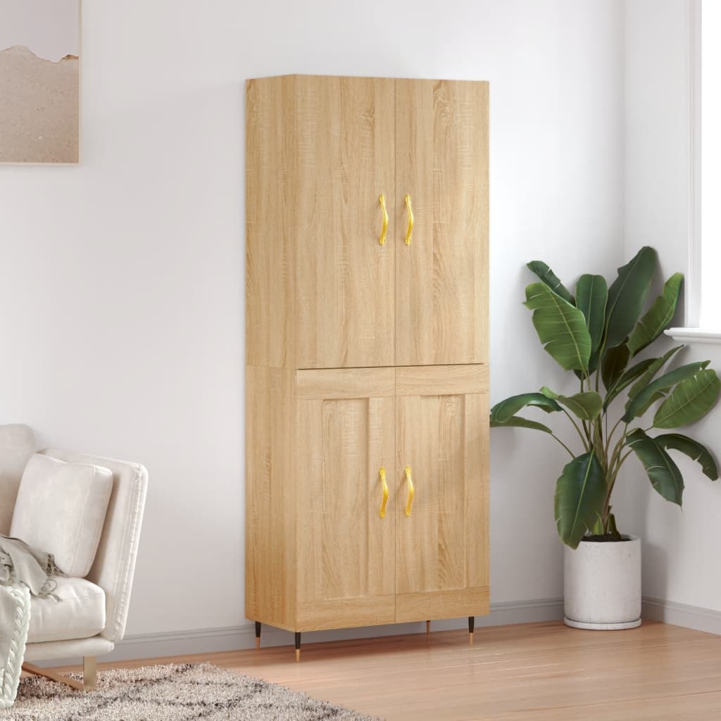 Highboard sonoma eik 69,5x34x180 cm konstruert tre