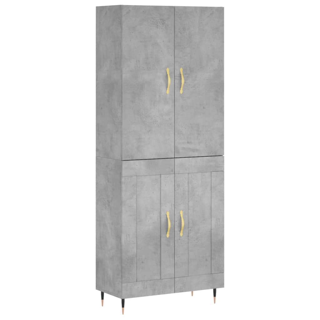 Highboard betonggrå 69,5x34x180 cm konstruert tre