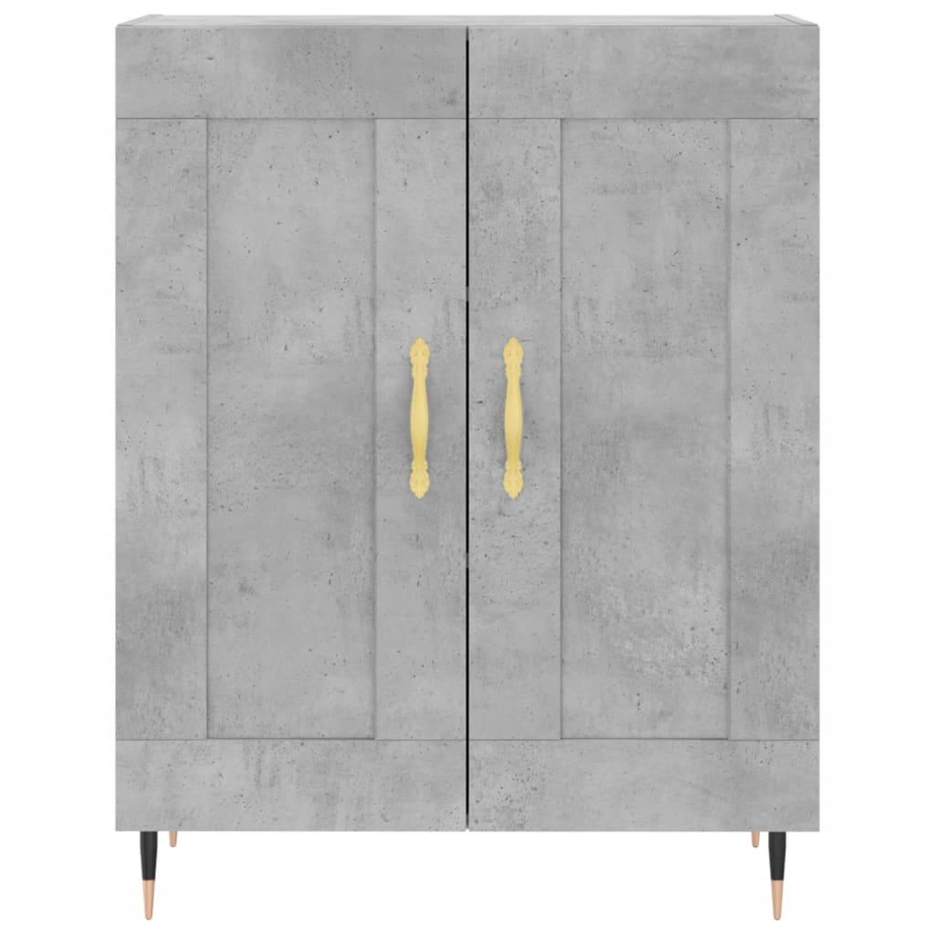 Highboard betonggrå 69,5x34x180 cm konstruert tre