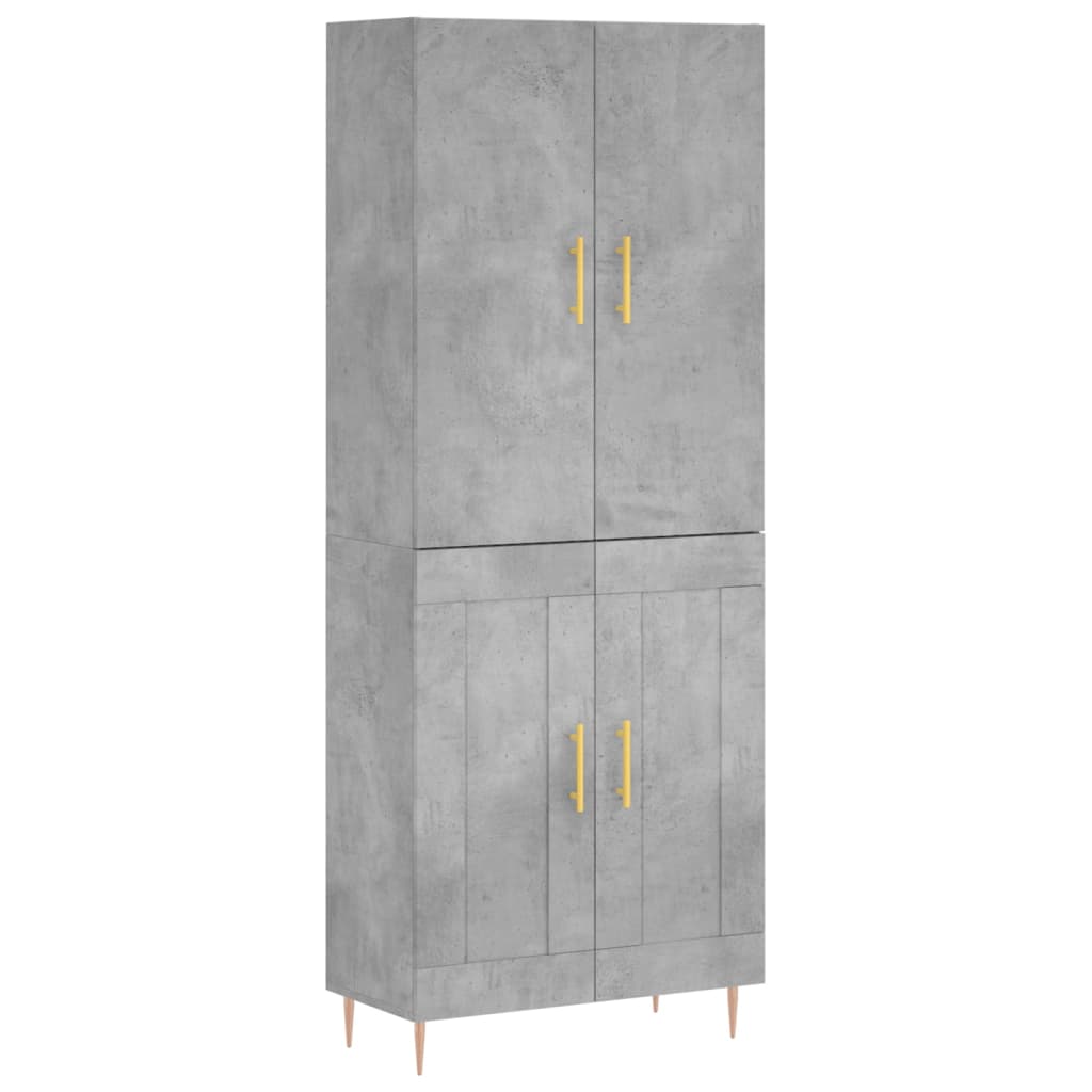 Highboard betonggrå 69,5x34x180 cm konstruert tre