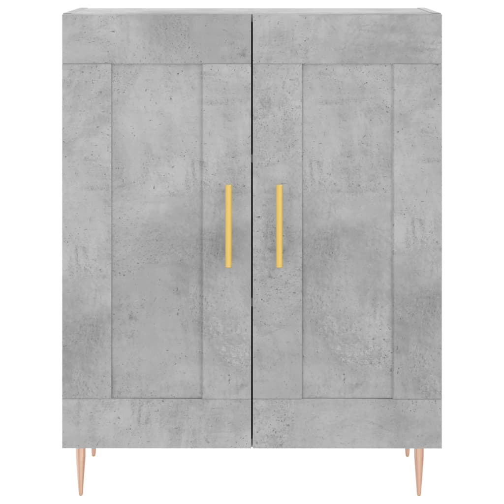 Highboard betonggrå 69,5x34x180 cm konstruert tre