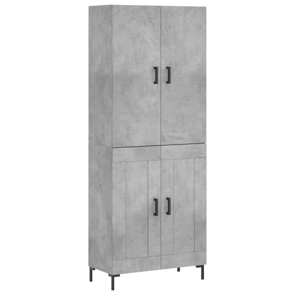 Highboard betonggrå 69,5x34x180 cm konstruert tre