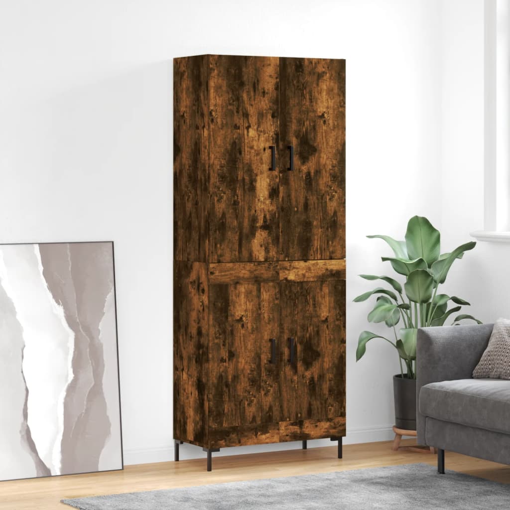 Highboard røkt eik 69,5x34x180 cm konstruert tre