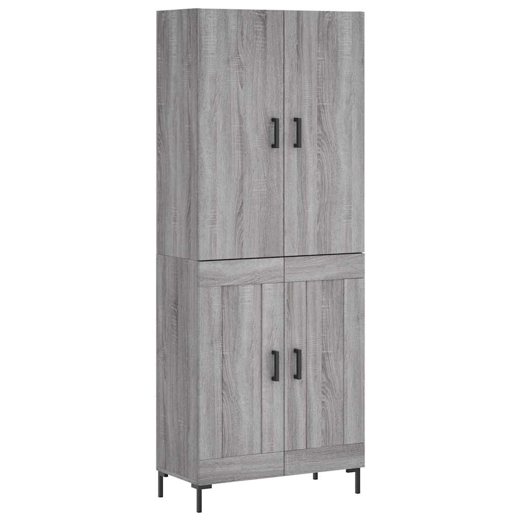 Highboard grå sonoma 69,5x34x180 cm konstruert tre