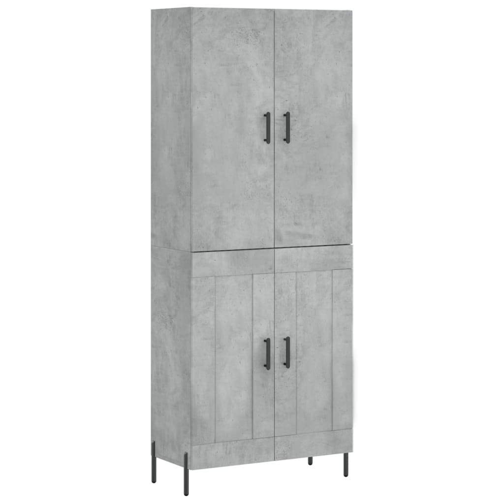 Highboard betonggrå 69,5x34x180 cm konstruert tre