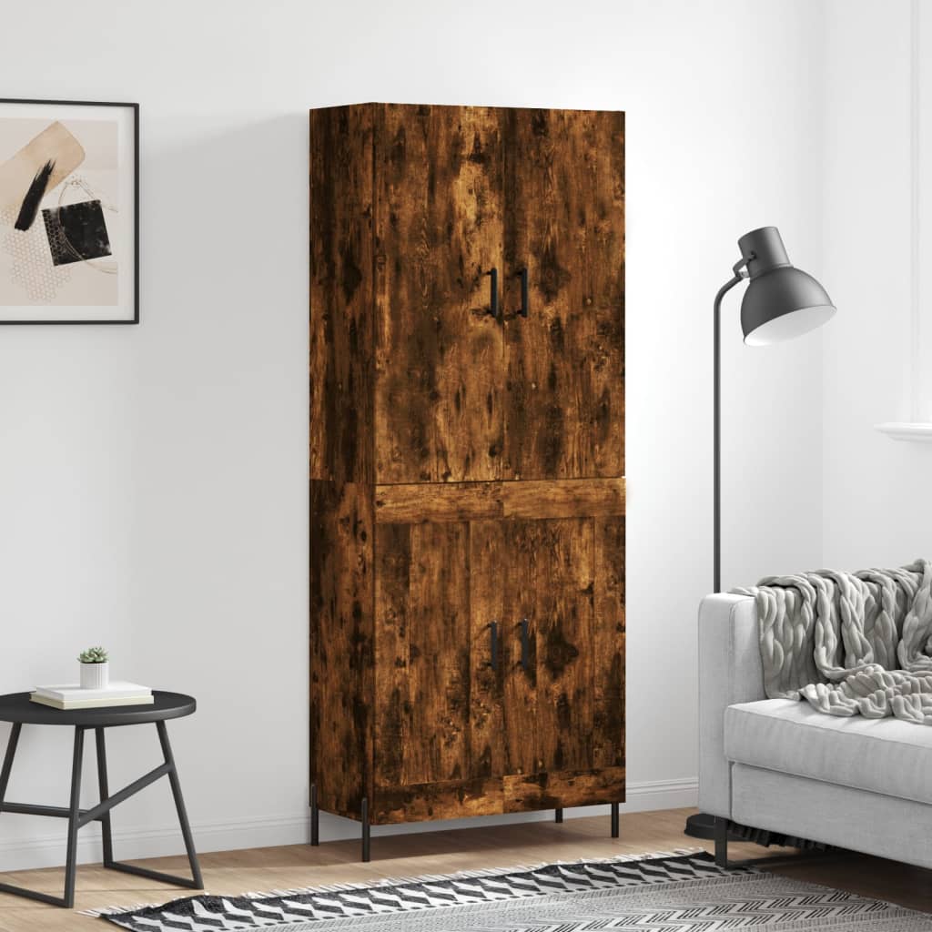 Highboard røkt eik 69,5x34x180 cm konstruert tre