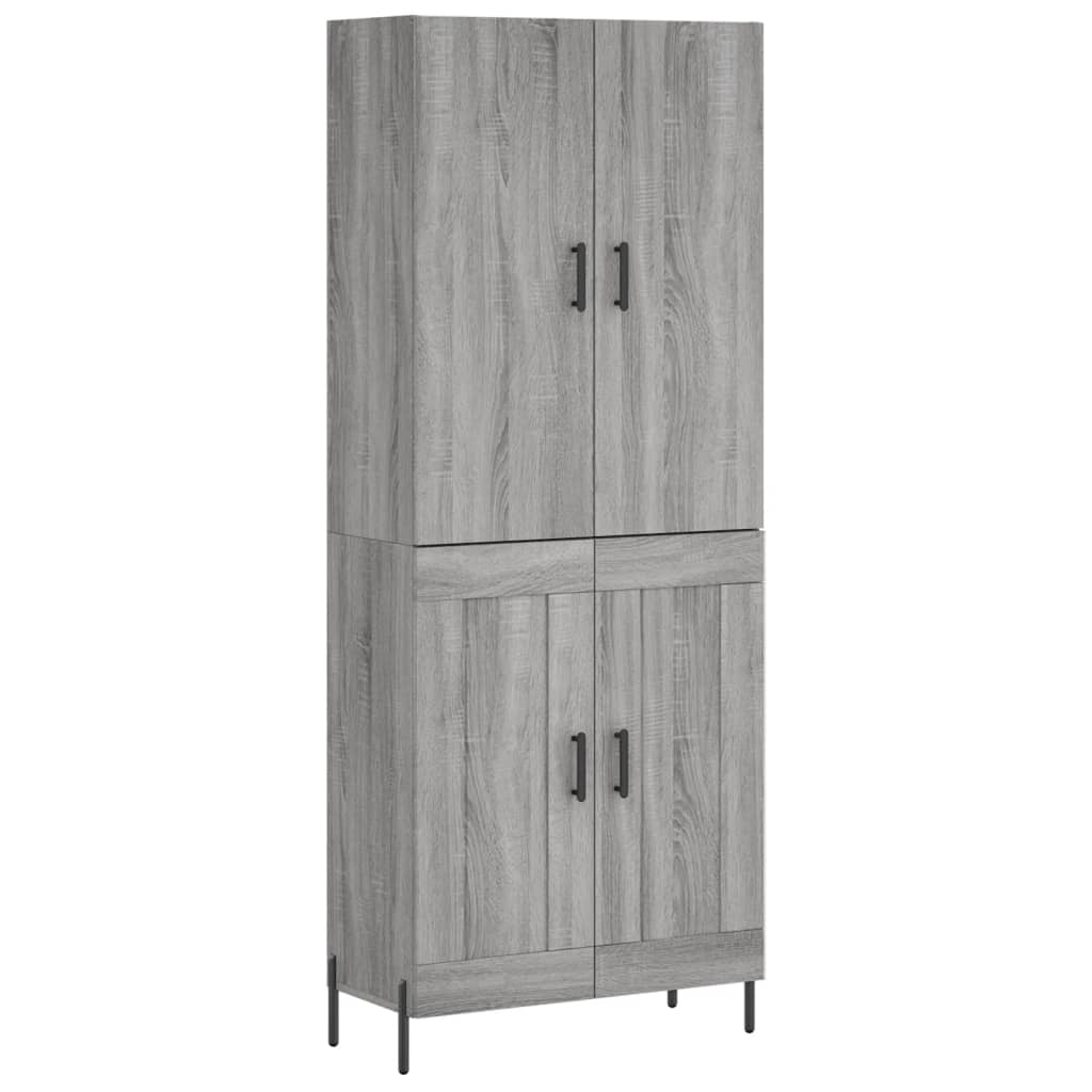 Highboard grå sonoma 69,5x34x180 cm konstruert tre