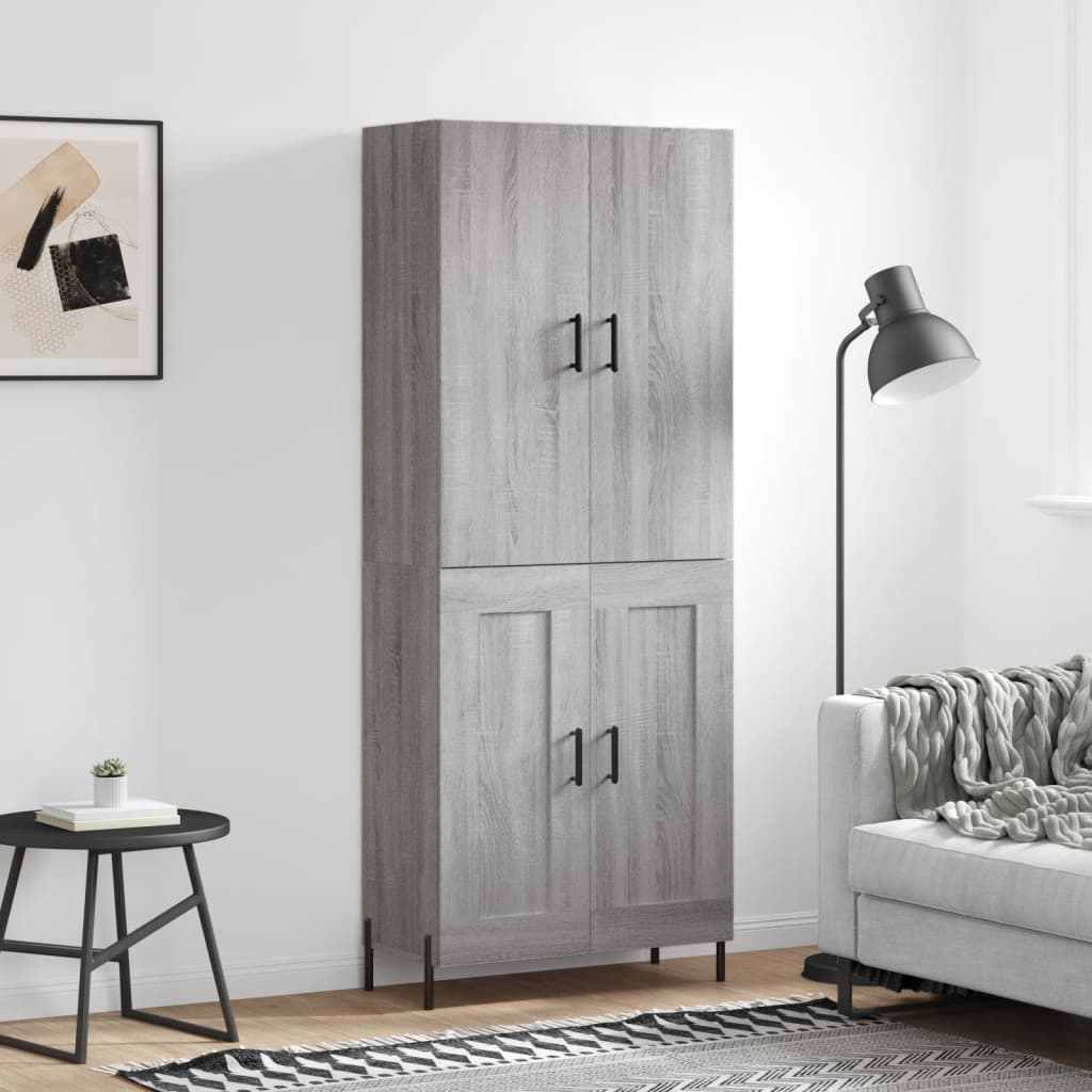 Highboard grå sonoma 69,5x34x180 cm konstruert tre