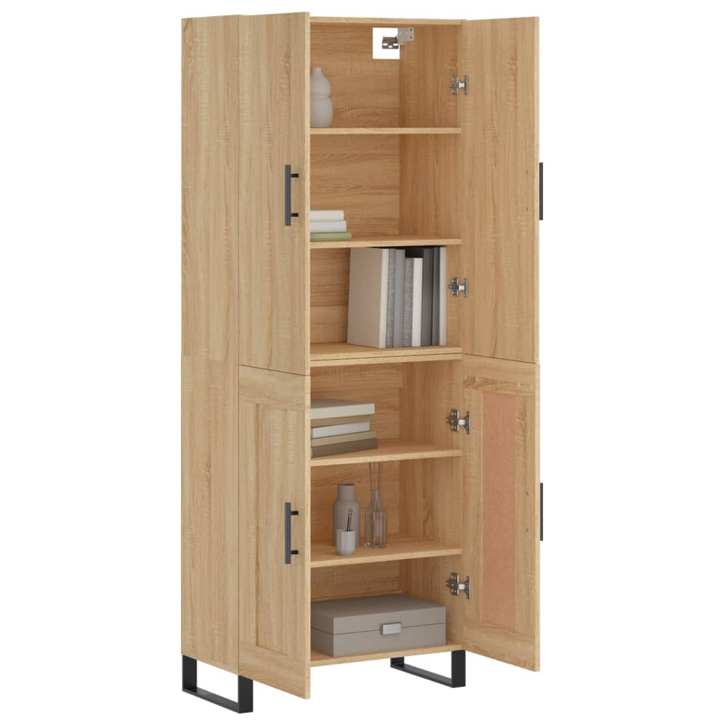 Highboard sonoma eik 69,5x34x180 cm konstruert tre
