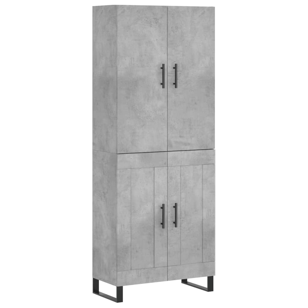 Highboard betonggrå 69,5x34x180 cm konstruert tre