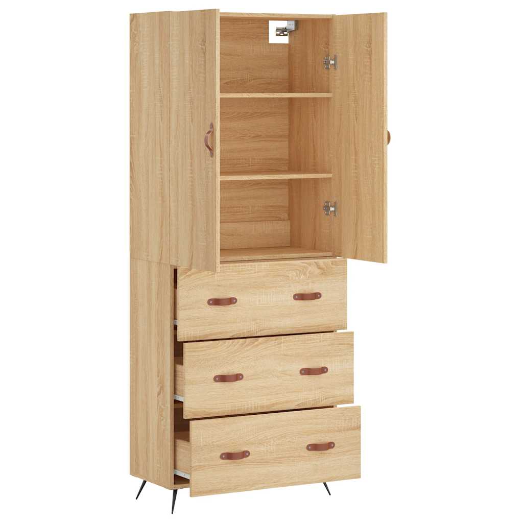 Highboard sonoma eik 69,5x34x180 cm konstruert tre