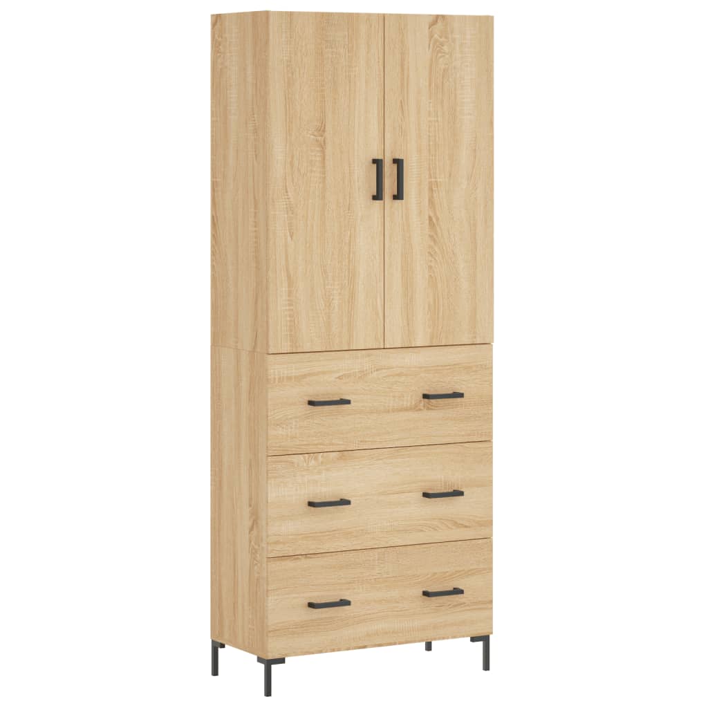 Highboard sonoma eik 69,5x34x180 cm konstruert tre