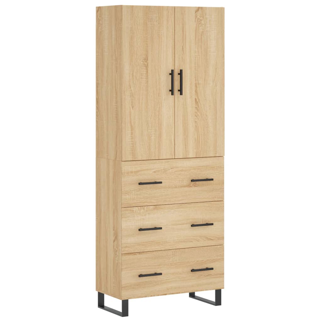 Highboard sonoma eik 69,5x34x180 cm konstruert tre
