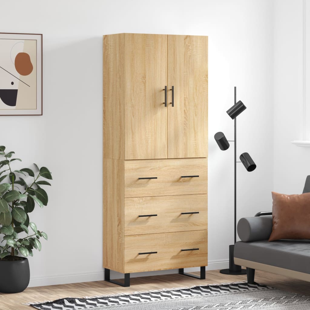 Highboard sonoma eik 69,5x34x180 cm konstruert tre