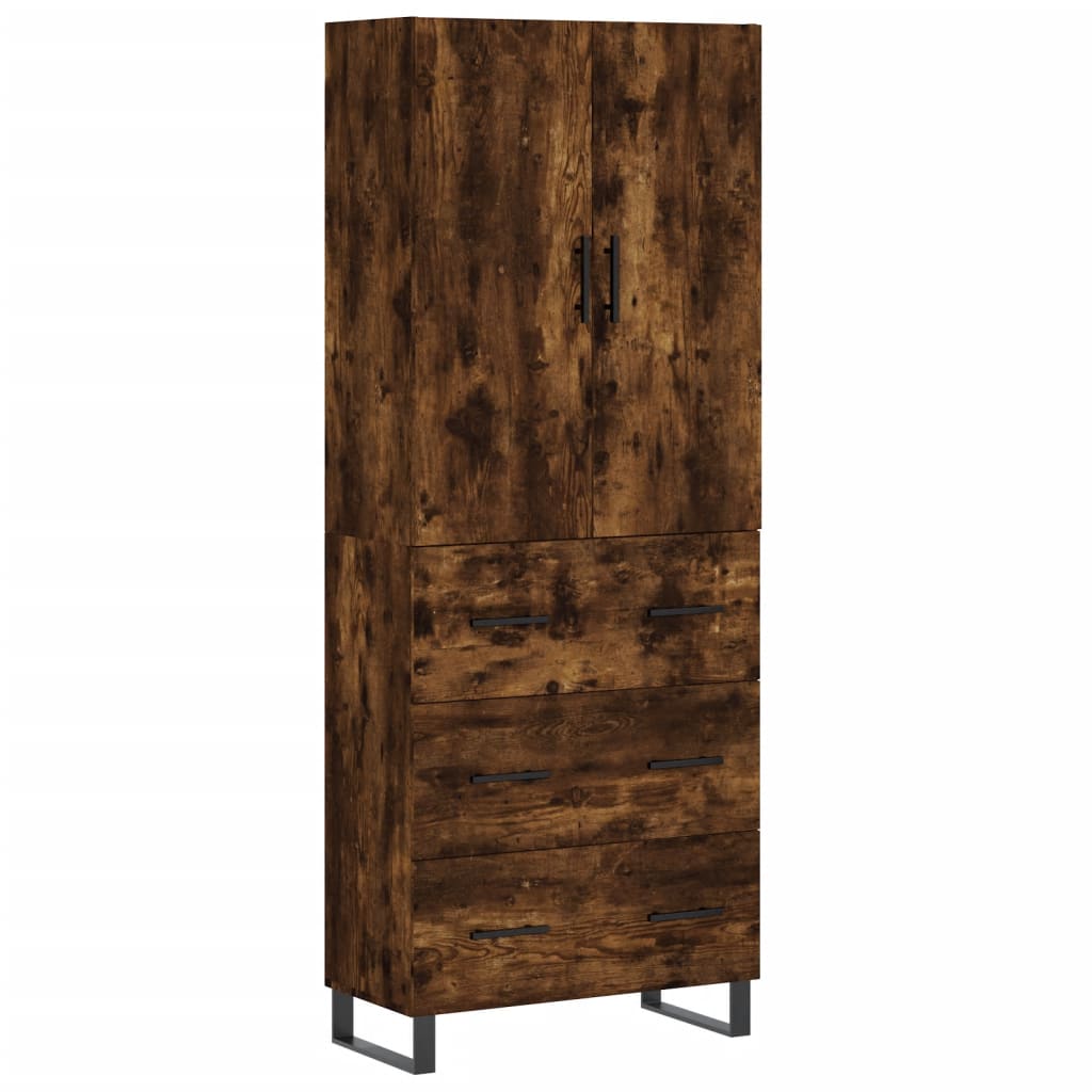 Highboard røkt eik 69,5x34x180 cm konstruert tre