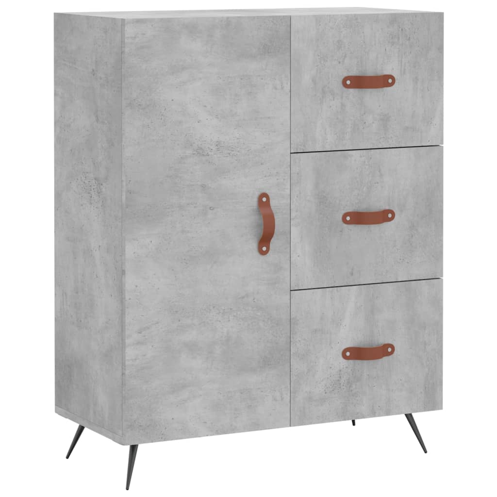 Highboard betonggrå 69,5x34x180 cm konstruert tre
