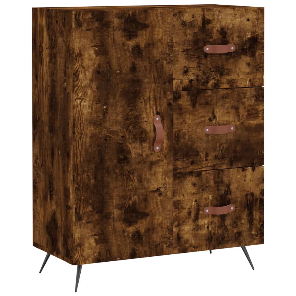 Highboard røkt eik 69,5x34x180 cm konstruert tre