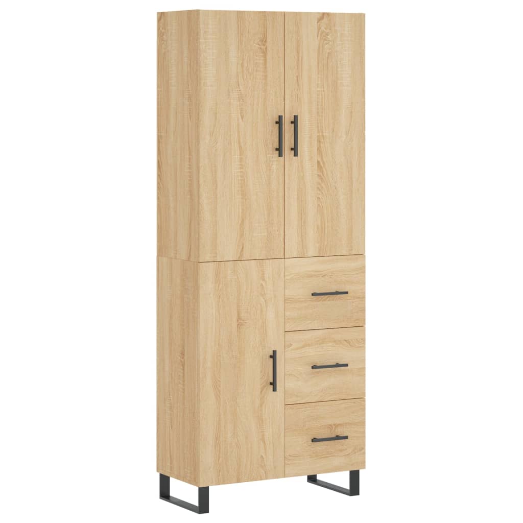 Highboard sonoma eik 69,5x34x180 cm konstruert tre