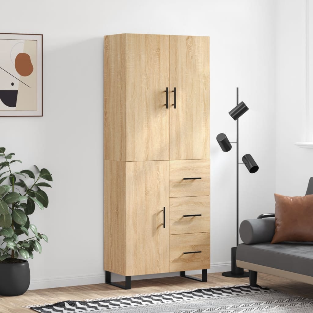 Highboard sonoma eik 69,5x34x180 cm konstruert tre