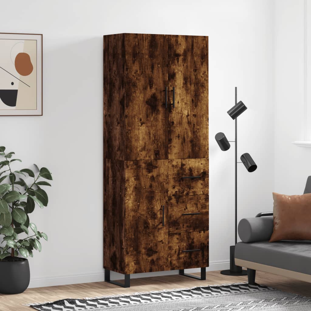 Highboard røkt eik 69,5x34x180 cm konstruert tre